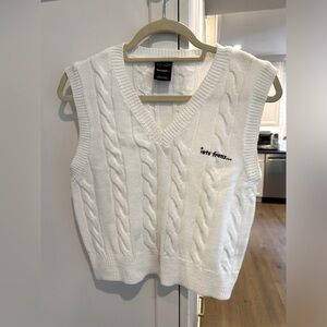 iets frans white cable knit cotton vest size large from urban outfitters
